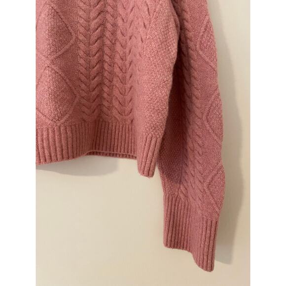 J Crew Cable-knit Rollneck™ Sweater in Supersoft Yarn Heather Dusty Rose Pink M - Picture 8 of 12